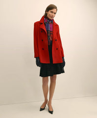 Brushed Wool Peacoat with Throat Latch