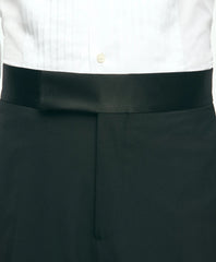 Black Fleece Tuxedo Pants in Wool-Silk