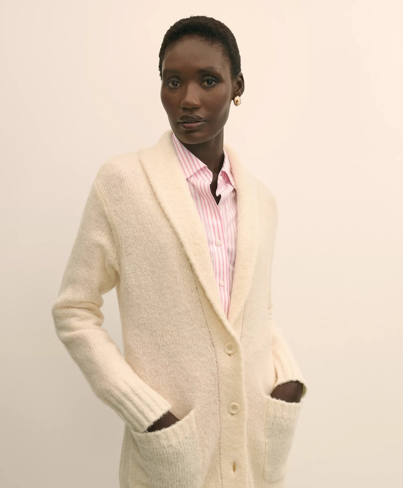 Alpaca-Wool Blend Shawl Collar Tunic Cardigan