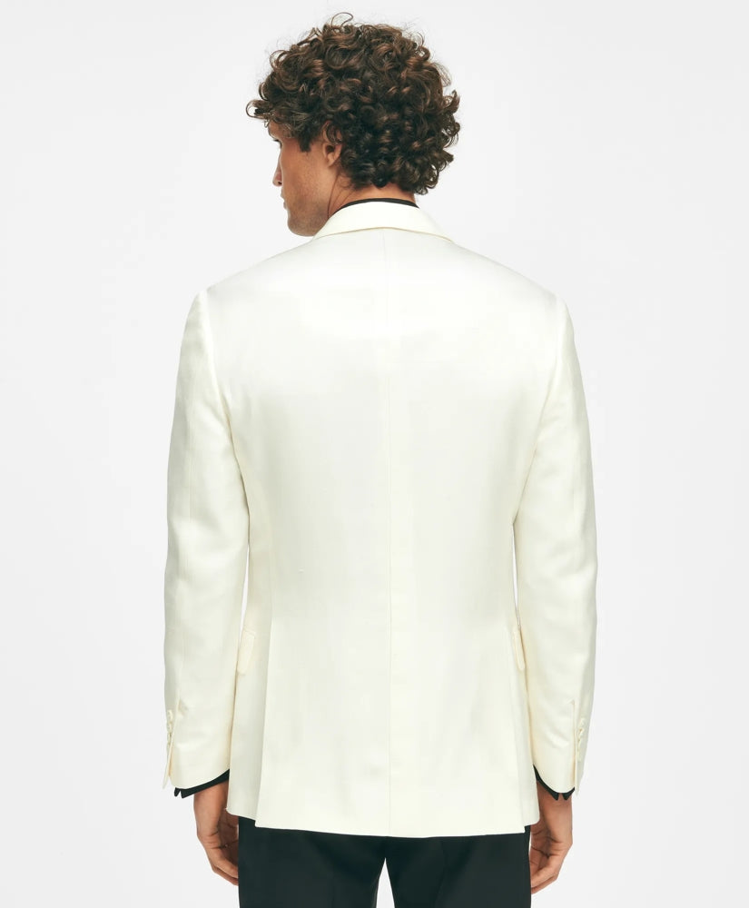 Black Fleece Peak Lapel Dinner Jacket in Silk Dupioni