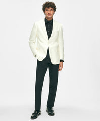 Black Fleece Peak Lapel Dinner Jacket in Silk Dupioni