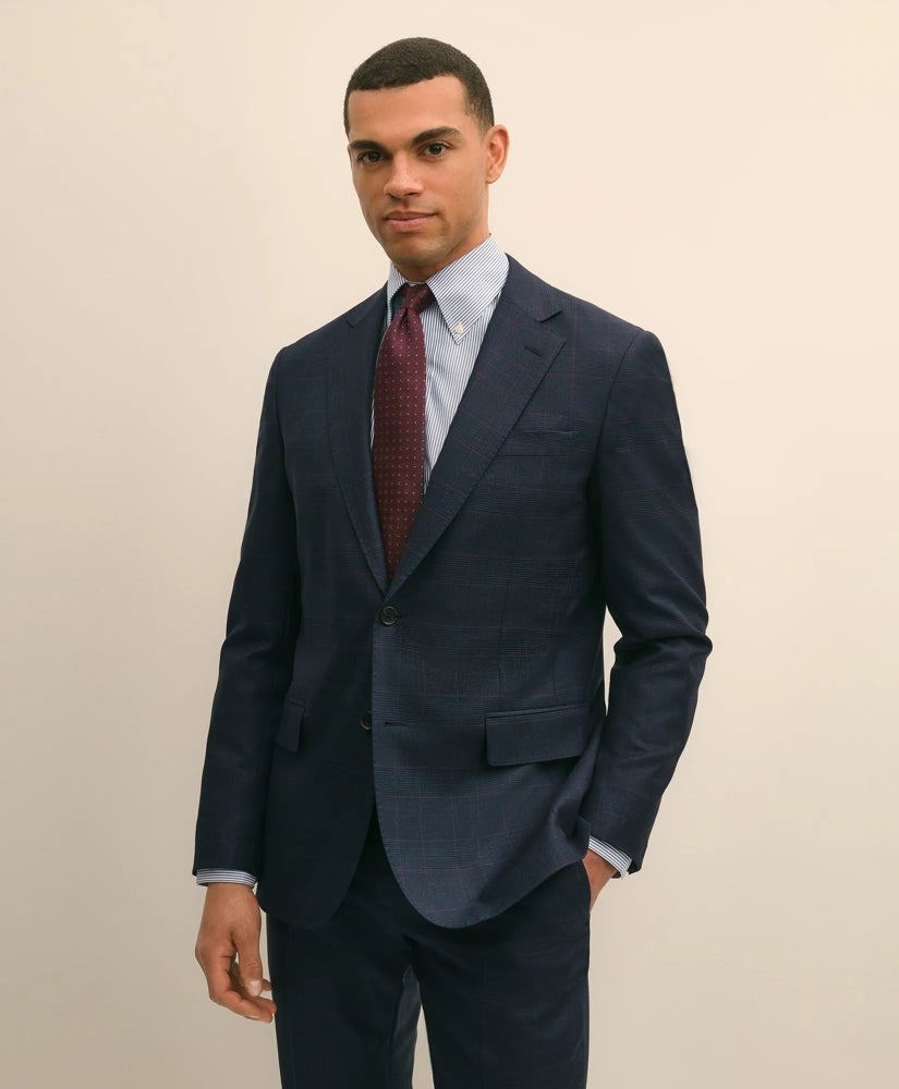 Brooks Brothers Explorer Collection Slim Fit Wool Overcheck Suit Jacket