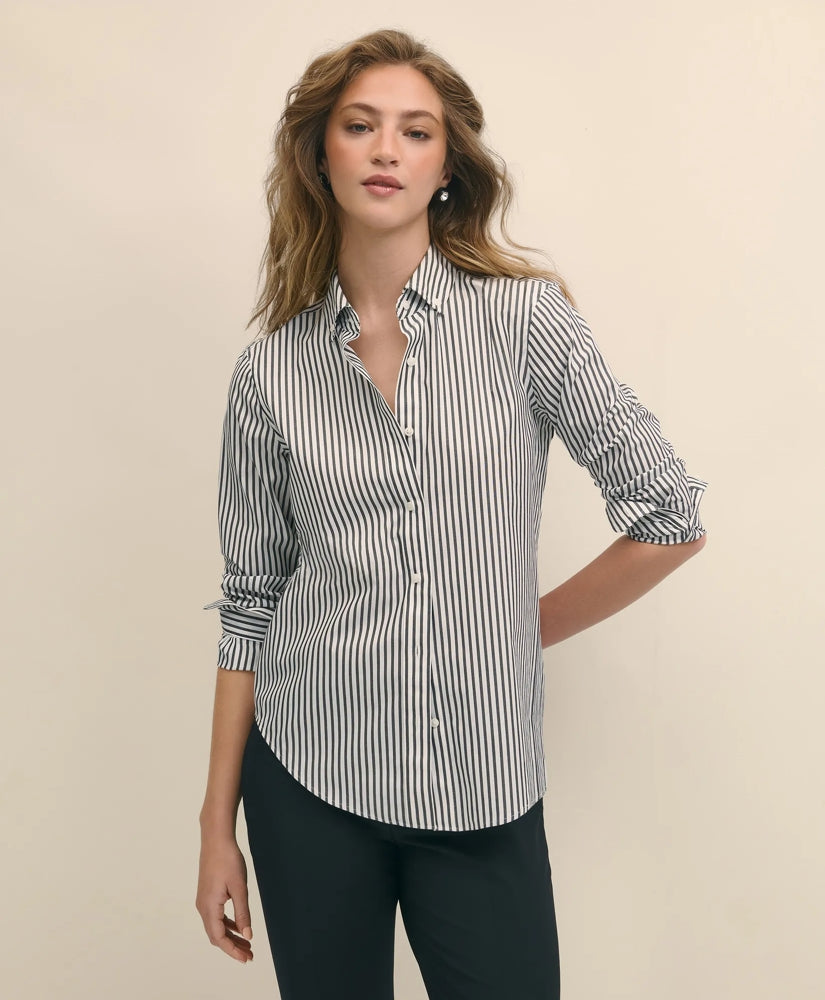 Classic Fit Stretch Supima® Cotton Non-Iron Bengal Stripe Dress Shirt
