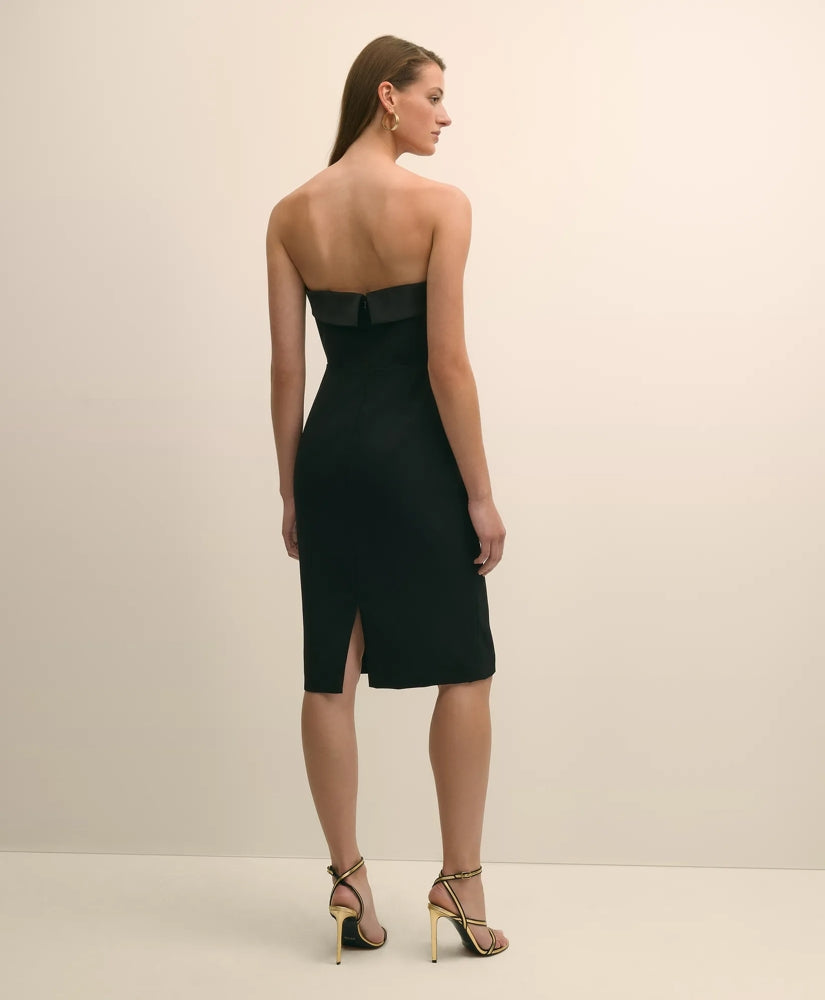 Crepe-Satin Spaghetti Strap Dress