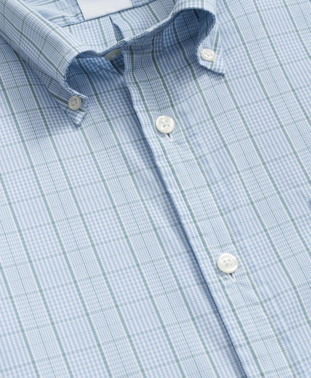 Performance Series Stretch Polo Button-Down Collar, Glen Plaid Sport Shirt