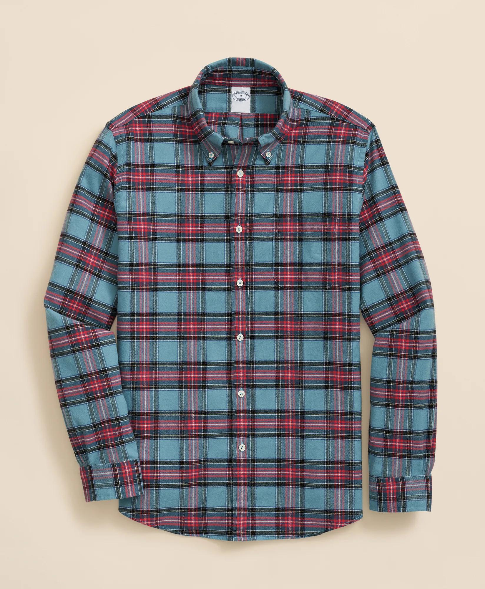Portuguese Flannel Polo Button Down Collar, Stewart Tartan Shirt